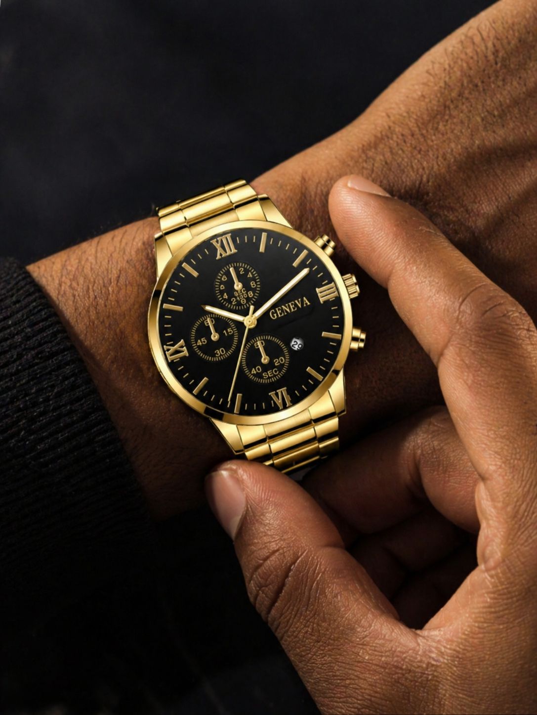 Combo de lujo para hombre: reloj + cadenas + pulsera +anillo