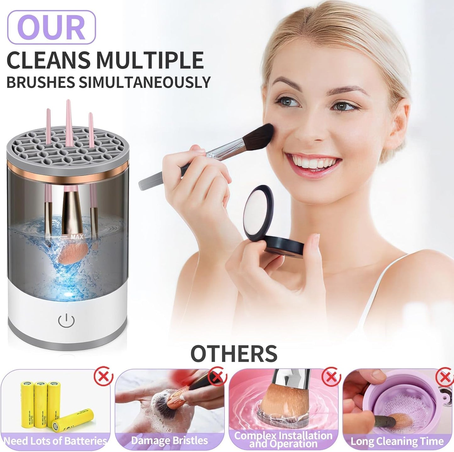 GlowBrush™ - Limpia y seca tus brochas en segundos, sin esfuerzo y sin bacterias