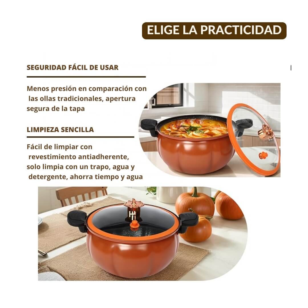 Tu nueva aliada en la cocina: olla calabaza a presión compacta y elegante