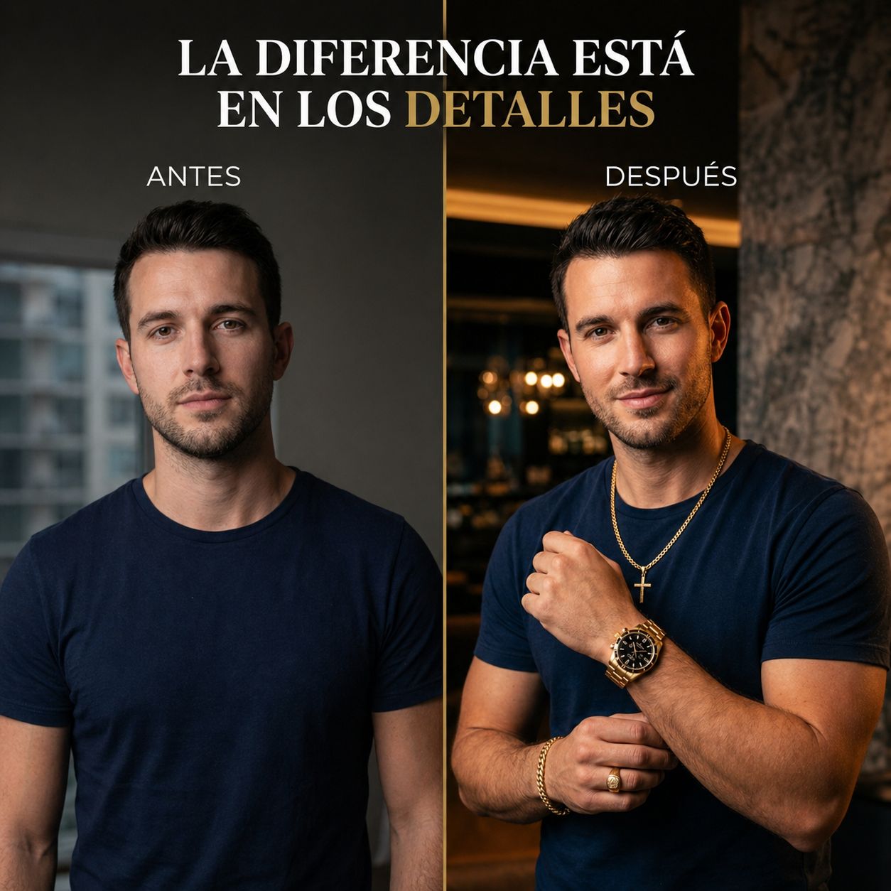Combo de lujo para hombre: reloj + cadenas + pulsera +anillo